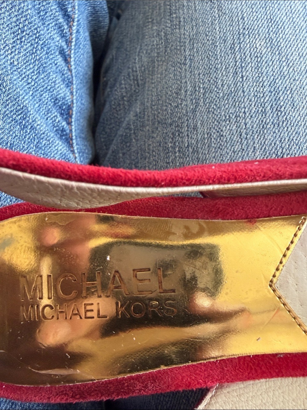 Michael Kors Red Pointed Toe Slingback Kitten Heels Bow Accent Women’s Size 8 - Picture 9 of 14